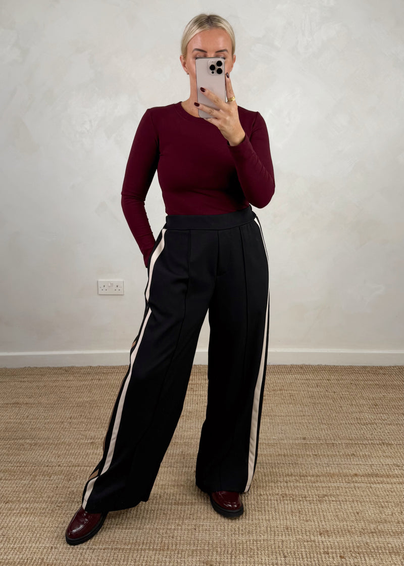 Prue striped trouser - black-The Style Attic