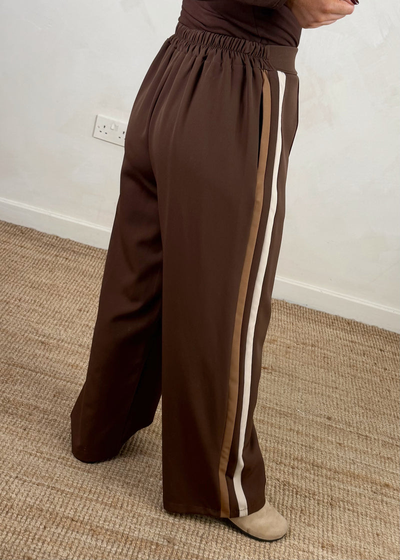Prue striped trouser - chocolate-The Style Attic
