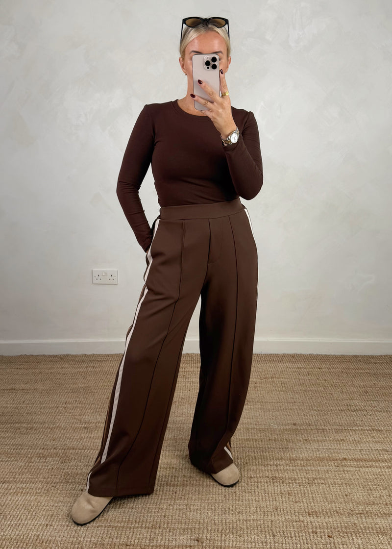 Prue striped trouser - chocolate-The Style Attic