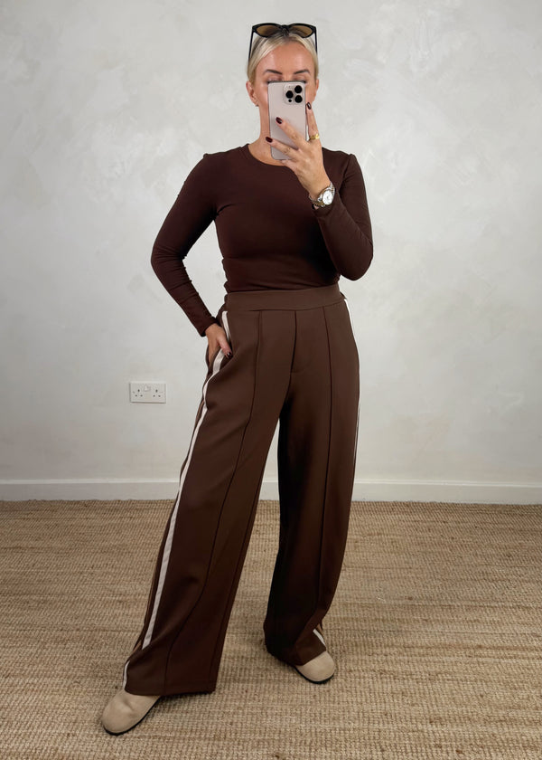 Prue striped trouser - chocolate-The Style Attic