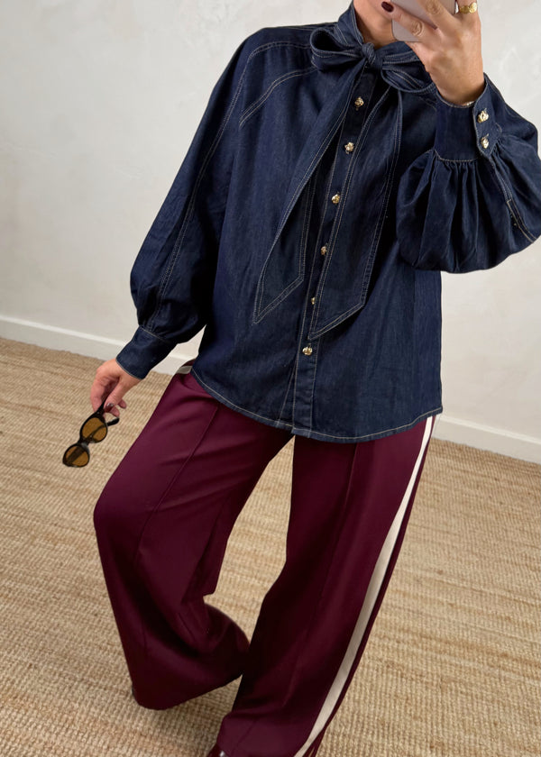 Prue striped trouser - damson-The Style Attic