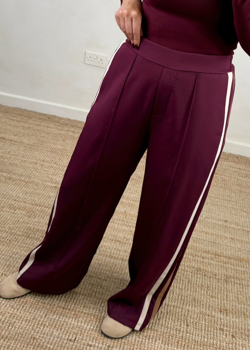 Prue striped trouser - damson-The Style Attic