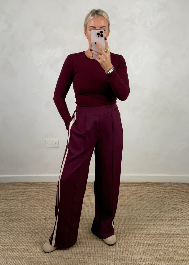 Prue striped trouser - damson-The Style Attic