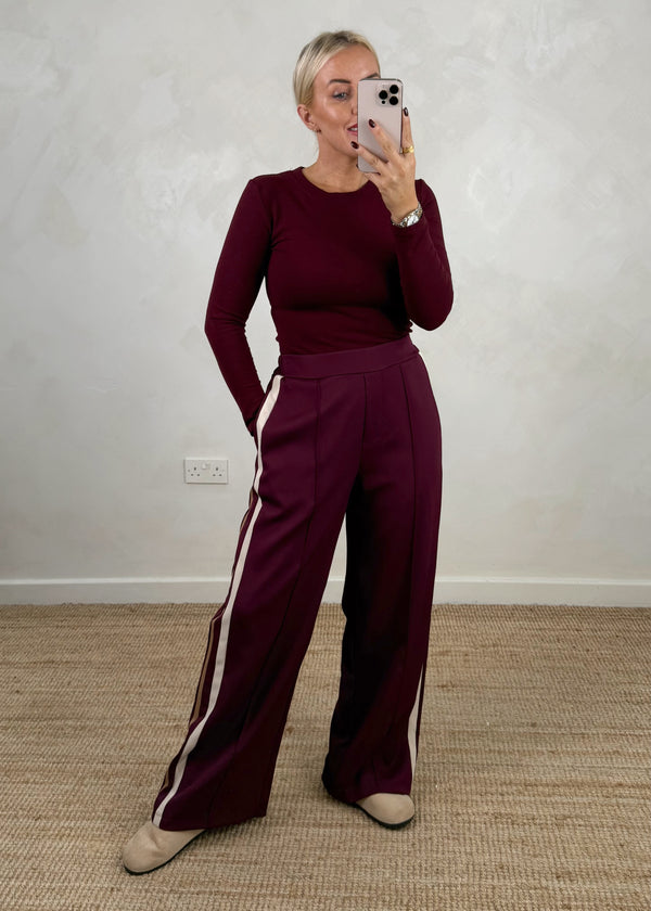 Prue striped trouser - damson-The Style Attic