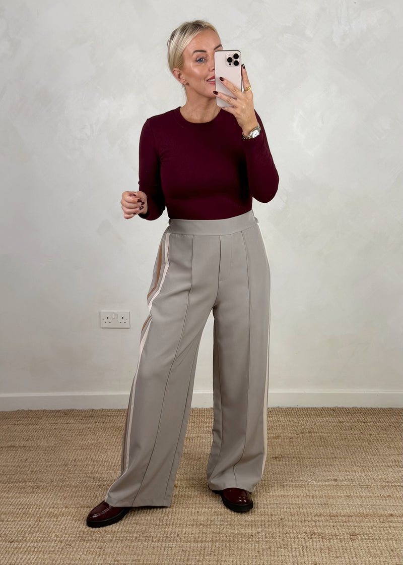 Prue striped trouser - dove grey-The Style Attic