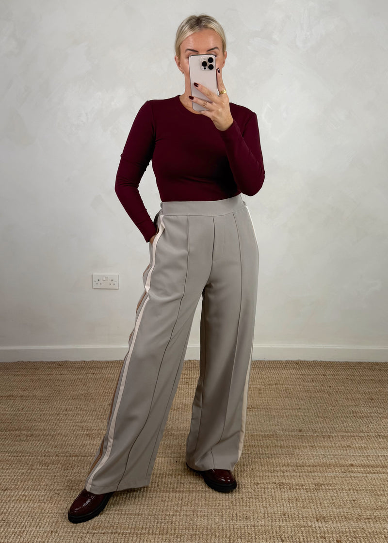 Prue striped trouser - dove grey-The Style Attic