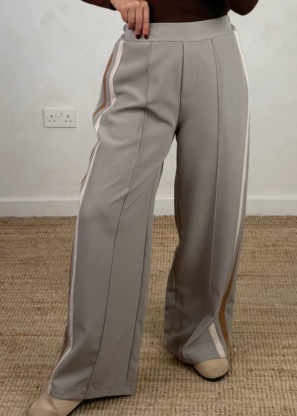 Prue striped trouser - dove grey-The Style Attic