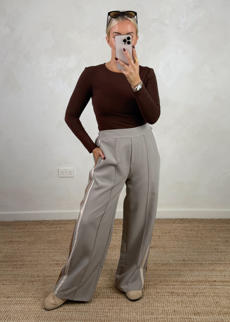 Prue striped trouser - dove grey-The Style Attic