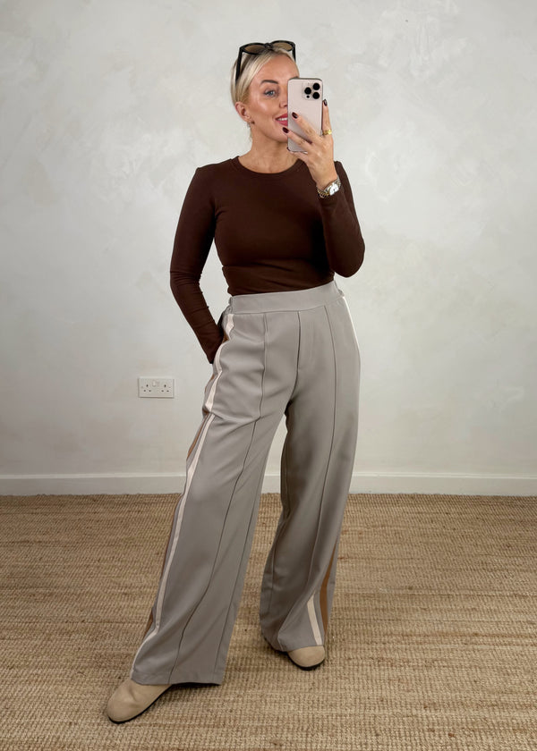 Prue striped trouser - dove grey-The Style Attic