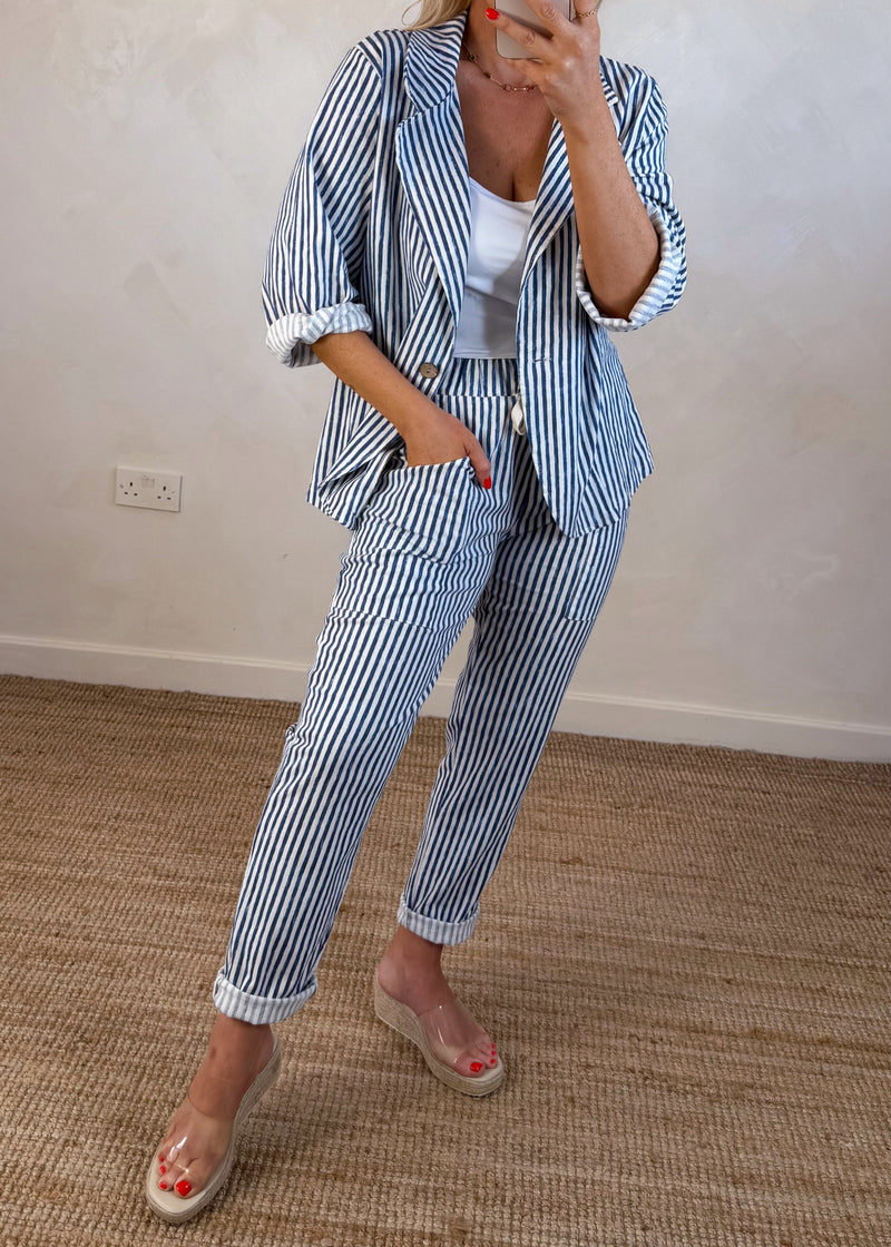 Quentin striped blazer - navy-The Style Attic