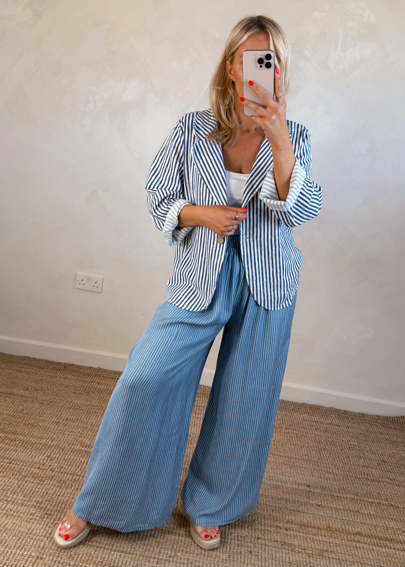 Quentin striped blazer - navy-The Style Attic