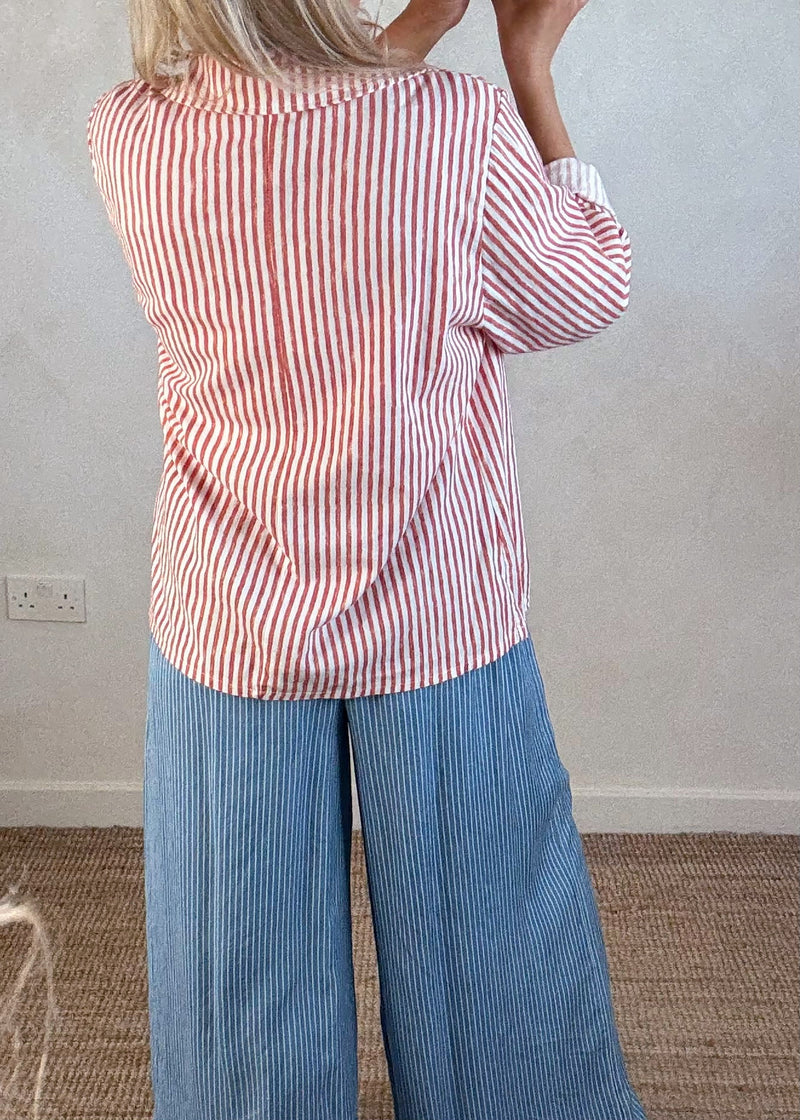 Quentin striped blazer - red-The Style Attic