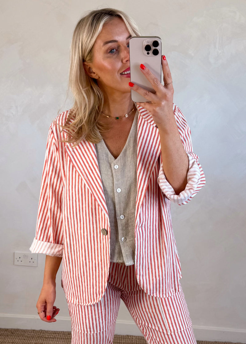 Quentin striped blazer - red-The Style Attic