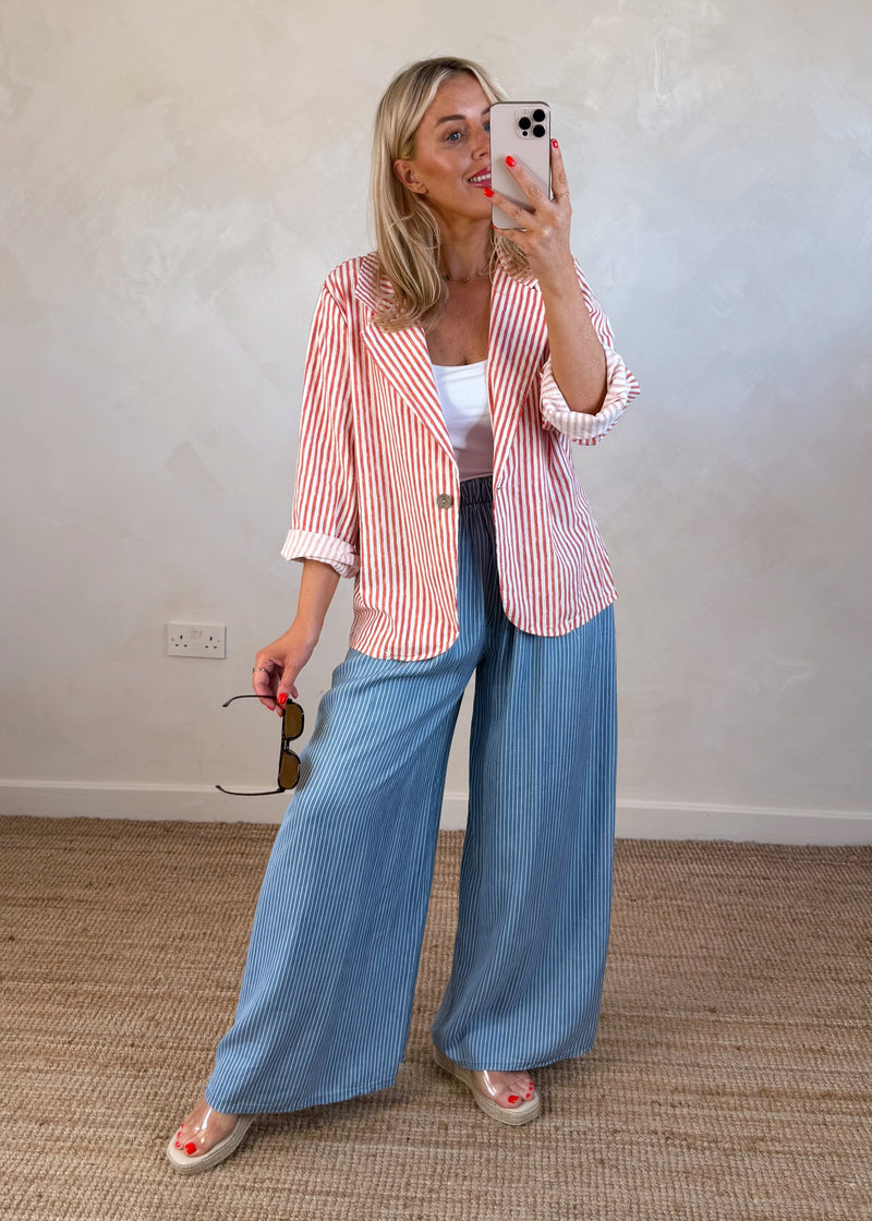 Quentin striped blazer - red-The Style Attic