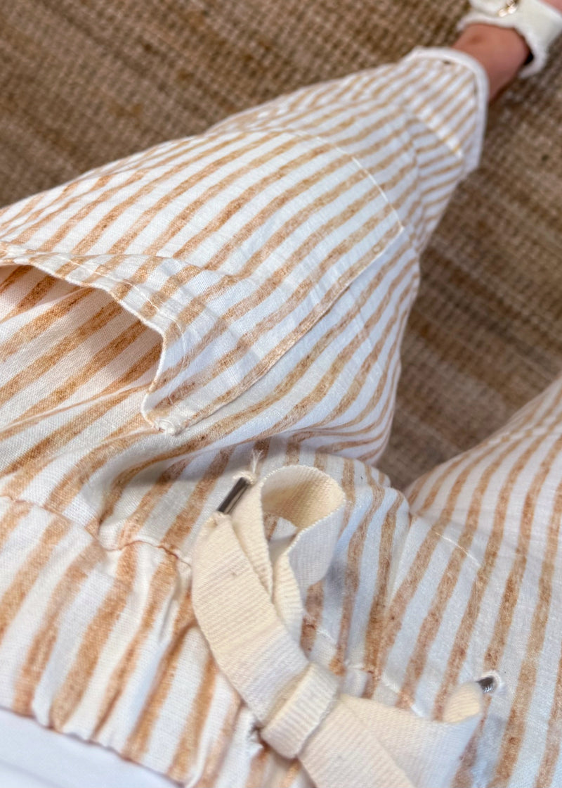 Quentin striped trouser - camel-The Style Attic