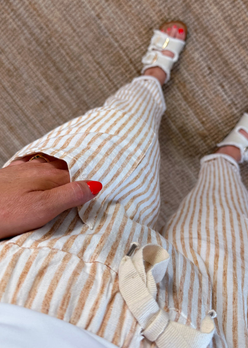 Quentin striped trouser - camel-The Style Attic