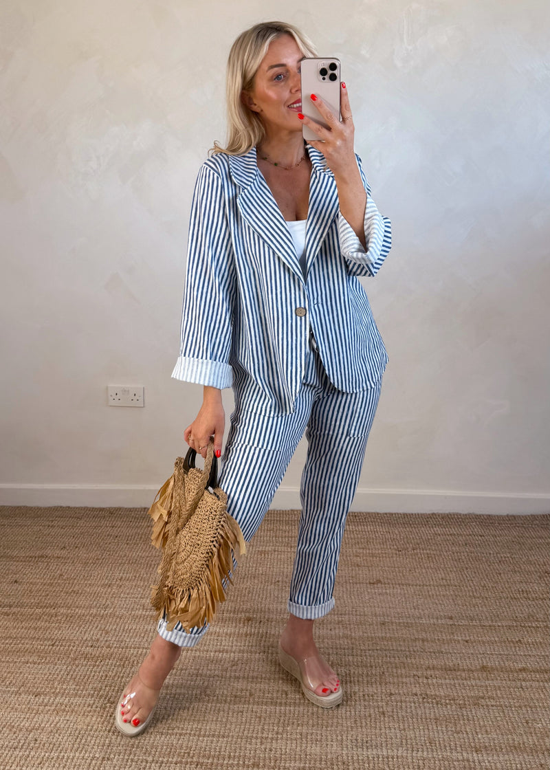 Quentin striped trouser - navy-The Style Attic