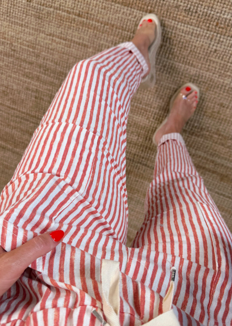 Quentin striped trouser - red-The Style Attic