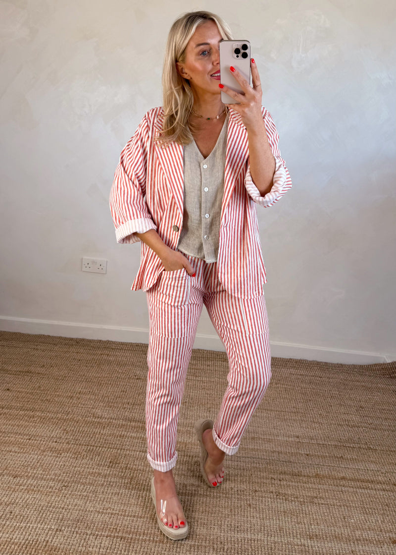 Quentin striped trouser - red-The Style Attic