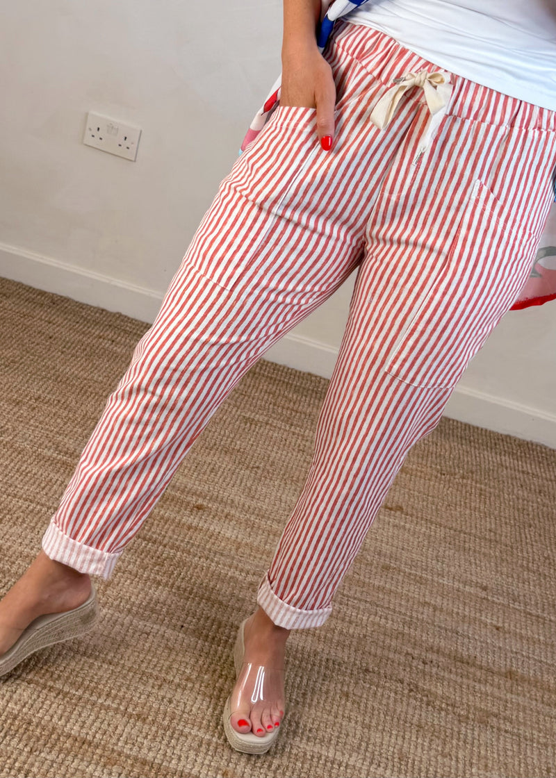 Quentin striped trouser - red-The Style Attic