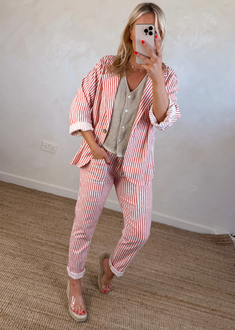 Quentin striped trouser - red-The Style Attic