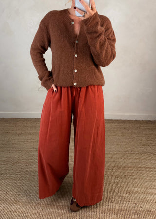 Quinn baby cord palazzo - Rust-The Style Attic