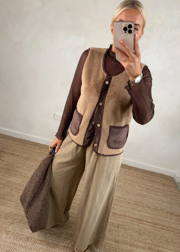 Quinn corduroy palazzo - camel-The Style Attic
