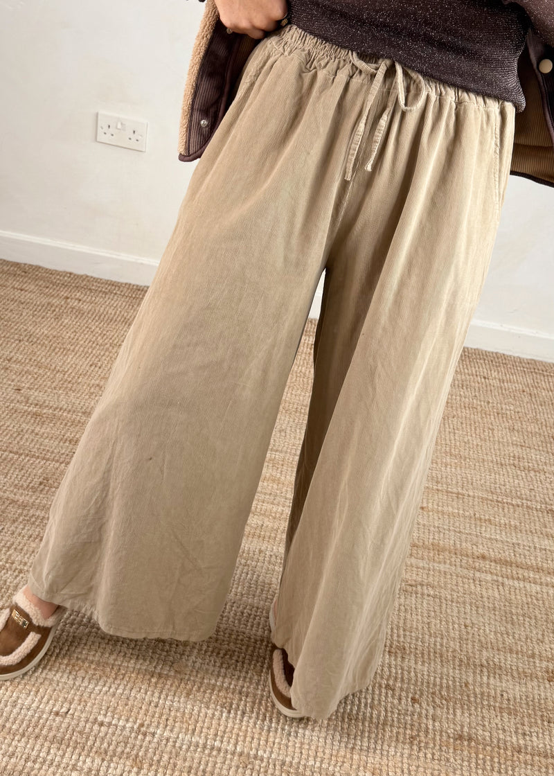 Quinn corduroy palazzo - camel-The Style Attic