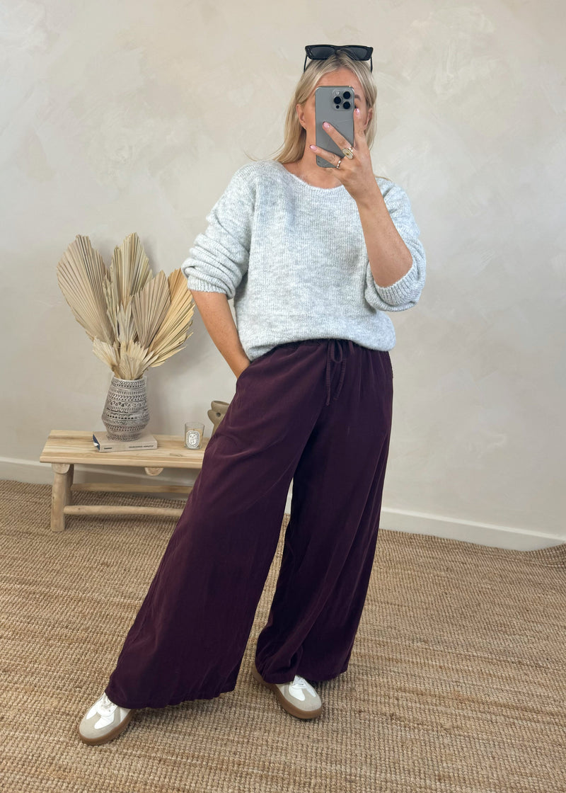 Quinn corduroy palazzo - damson-The Style Attic