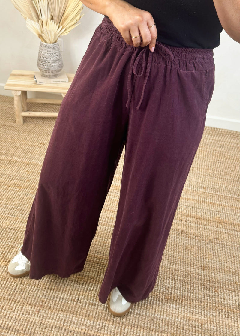 Quinn corduroy palazzo - damson-The Style Attic