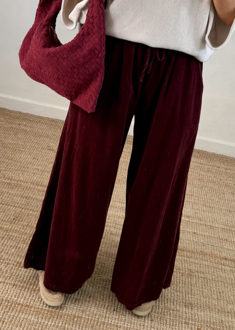 Quinn corduroy palazzo - merlot-The Style Attic