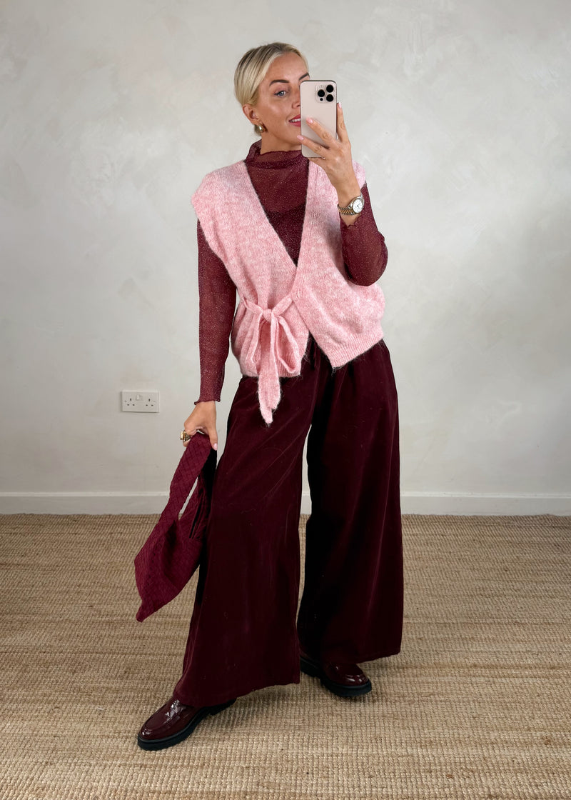 Quinn corduroy palazzo - merlot-The Style Attic