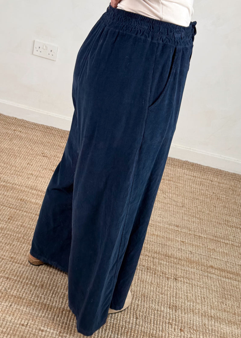 Quinn corduroy palazzo - navy-The Style Attic