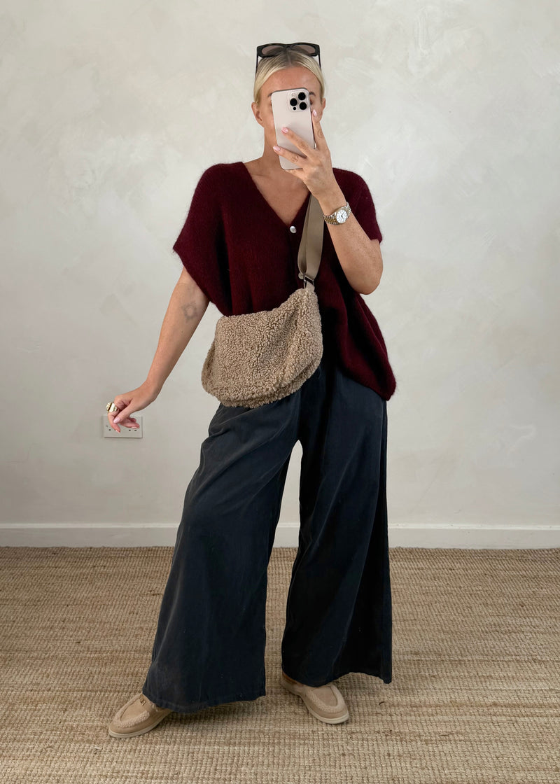 Quinn corduroy palazzo - slate-The Style Attic