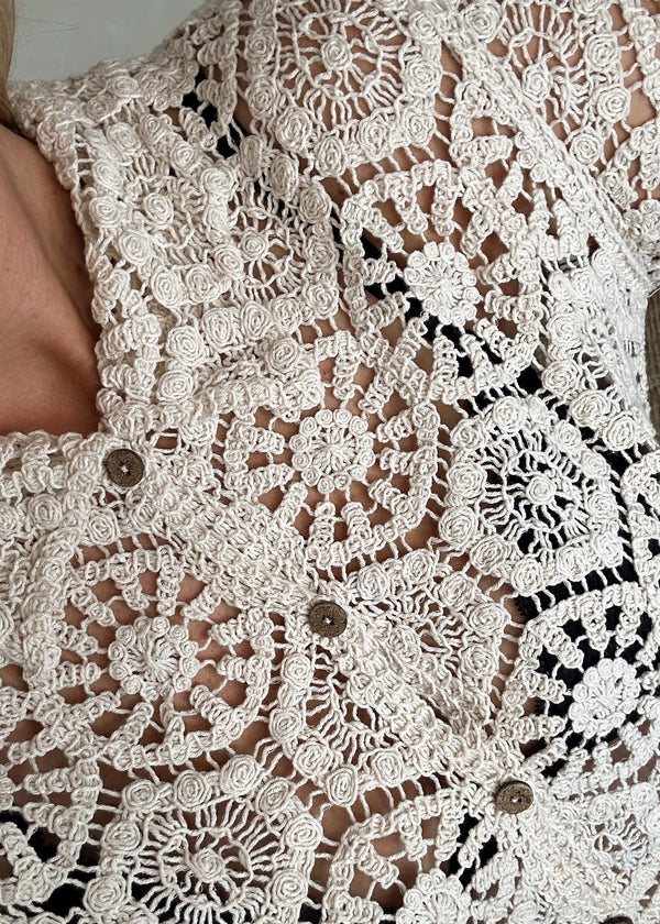 Rafael crochet knit - beige-The Style Attic