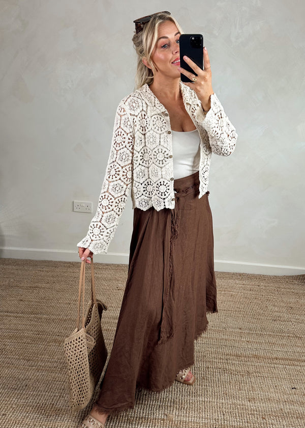 Rafael crochet knit - beige-The Style Attic