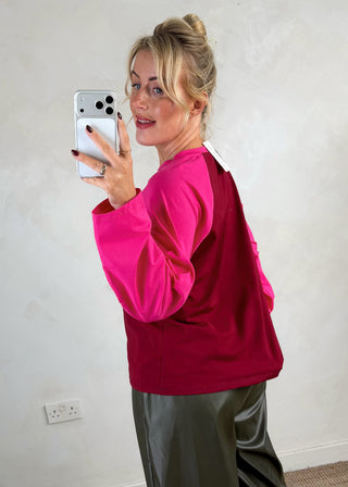 Raglan tee - Merlot/hot pink-The Style Attic