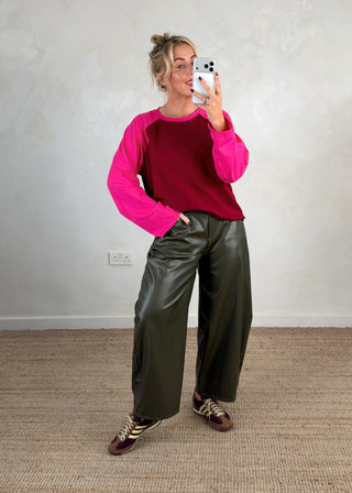 Raglan tee - Merlot/hot pink-The Style Attic