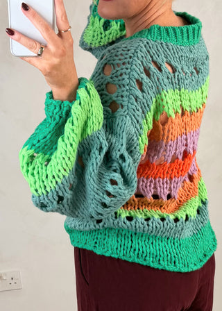 Rainbow chunky knit - Green-The Style Attic