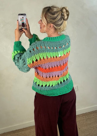Rainbow chunky knit - Green-The Style Attic