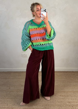 Rainbow chunky knit - Green-The Style Attic