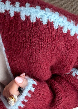 Ramona cardigan - Merlot/sky blue-The Style Attic