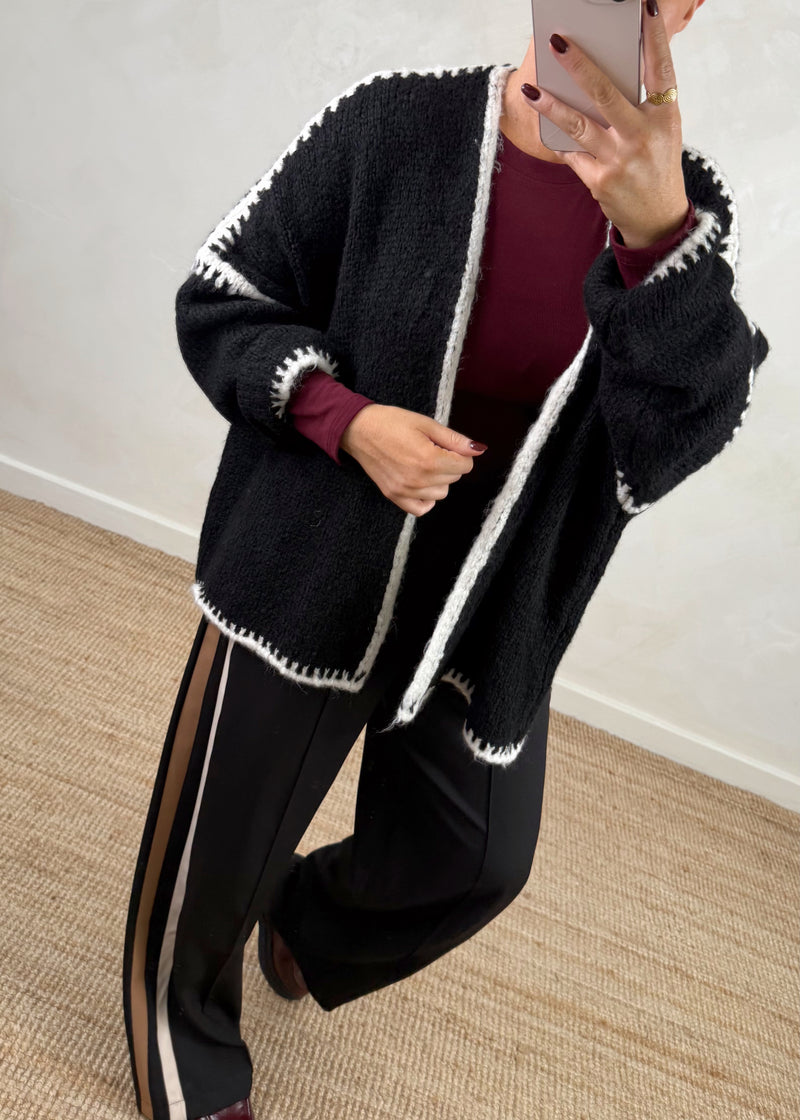 Ramona cardigan - black/white-The Style Attic