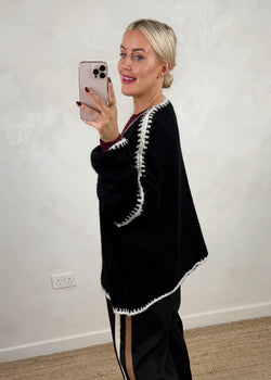 Ramona cardigan - black/white-The Style Attic