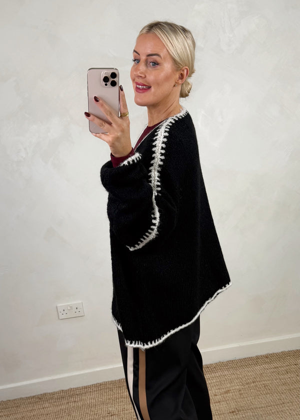 Ramona cardigan - black/white-The Style Attic