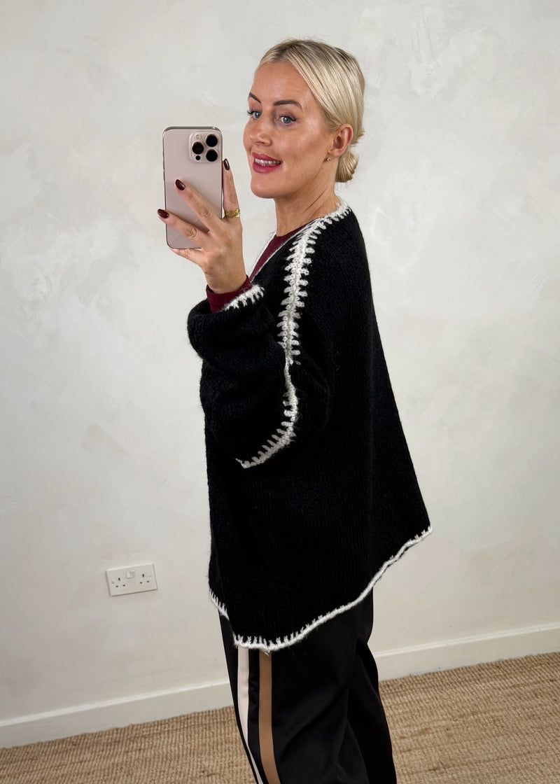 Ramona cardigan - black/white-The Style Attic