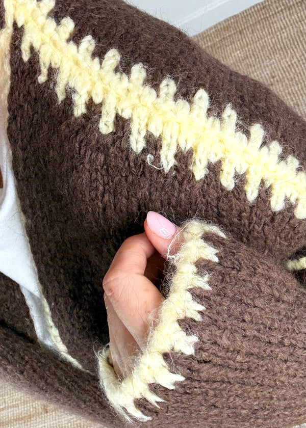 Ramona cardigan - chocolate/lemon-The Style Attic
