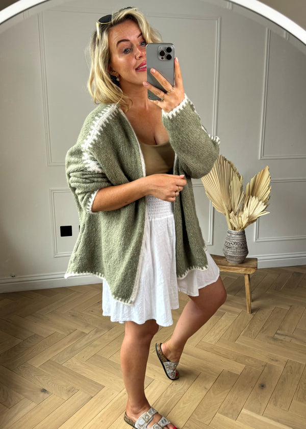 Ramona cardigan - khaki-The Style Attic