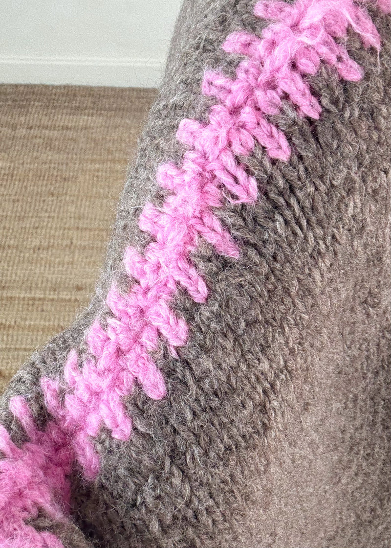 Ramona cardigan - pink/chocolate-The Style Attic