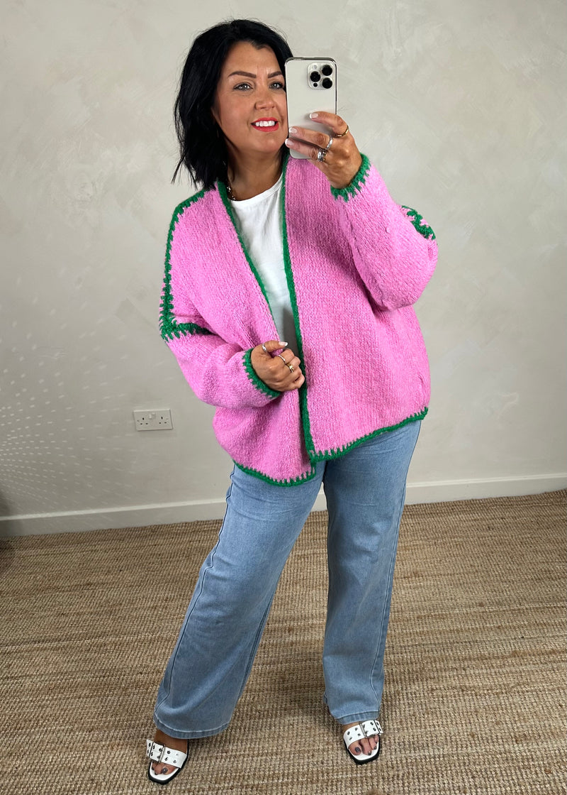 Ramona cardigan - bubblegum/green-The Style Attic
